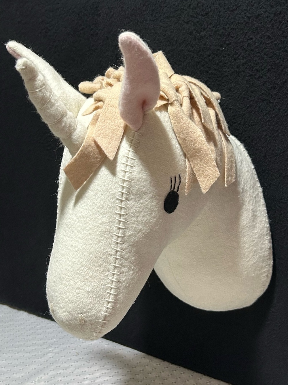 Target Pillowfort Plush Unicorn Head Wall Hanging Nursery Decor Beige Pink